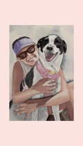 Watercolor painting - e.g. Person with a dog (A4)